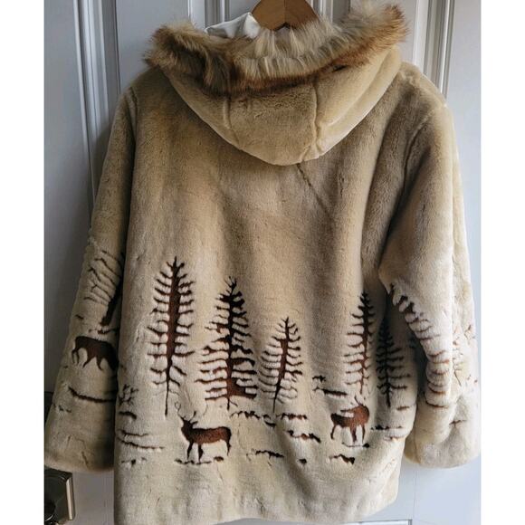 Northern Lifestyle Womens S Deer Forest Satin Lined Faux Fur Hood Vintage Jacket - Picture 8 of 16